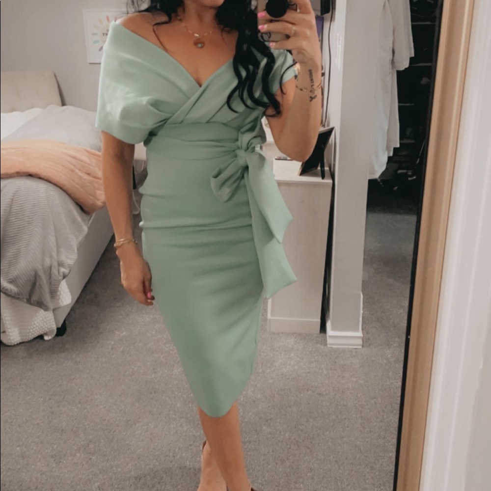 ASOS off the shoulder cocktail dress.